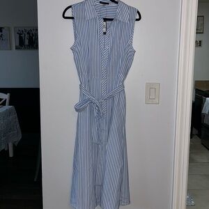 Tommy Hilfiger Blue and White Striped Midi Dress